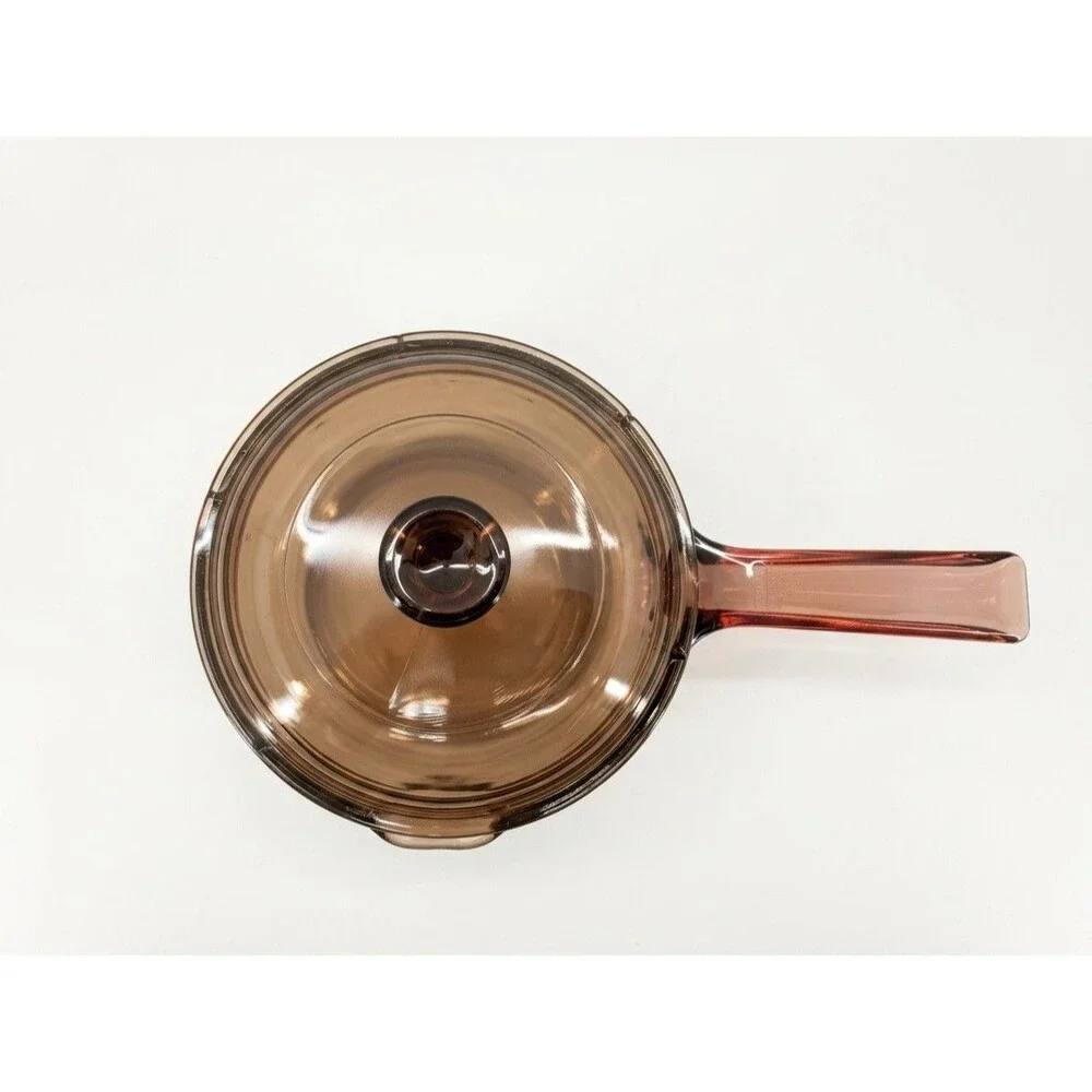 Pyrex Vintage Corning Ware Amber Visions 1 Liter Saucepan Pot With Lid. Made USA